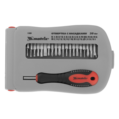 Отвертка для точных работ с насадками Fusion, 22 предмета, в пластиковом пенале Matrix по ценам производителя в Челябинске с доставкой по всей России