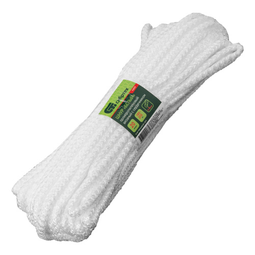 Шнур вязаный полипропиленовый с серд. белый, 6 мм, L 20 м, Сибртех по ценам производителя в Челябинске с доставкой по всей России