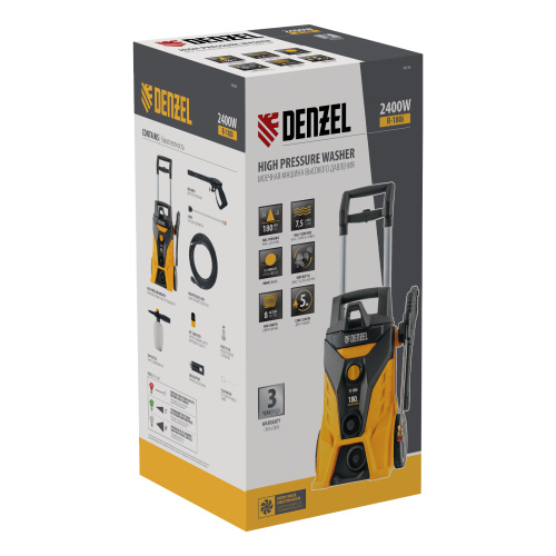 Моечная машина высокого давления R-180i, 2400 Вт, 180 бар, 7.5 л/мин, асинхронный двигатель Denzel по ценам производителя в Челябинске с доставкой по всей России