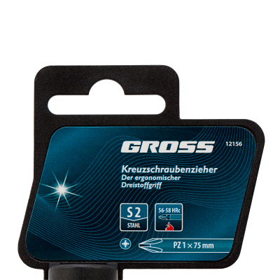 Отвертка PZ1 x 75 мм, S2, трехкомпонентная ручка Gross по ценам производителя в Челябинске с доставкой по всей России