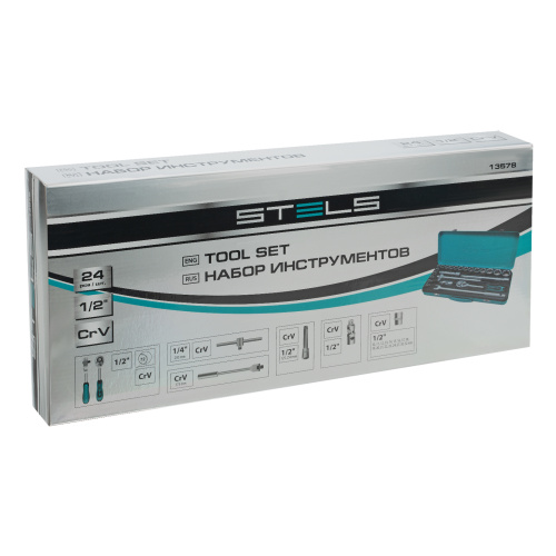 Набор торцевых головок с трещоткой 1/2", 24 предмета Stels по ценам производителя в Челябинске с доставкой по всей России