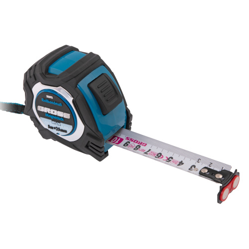 Рулетка Magnetisch 5 м х 25 мм,обрезиненный корпус,автоматическая фиксация,Нейлоновое покрытиеытие,зацеп с магнитом Gross по ценам производителя в Челябинске с доставкой по всей России