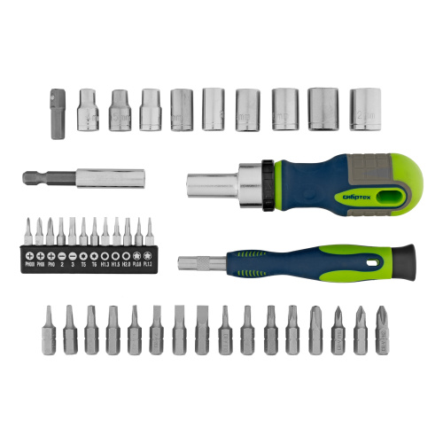 Отвертки реверсивные с набором бит и торцевыми головками, 41 шт, CrV Сибртех по ценам производителя в Челябинске с доставкой по всей России