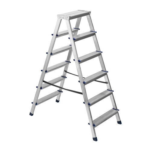 Стремянка двусторонняя 6 ступеней, алюминиевая, Сибртех по ценам производителя в Челябинске с доставкой по всей России