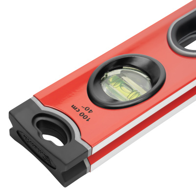 Уровень алюминиевый, 1000 мм, 3 глазка, ударопрочные заглушки, двухкомпонентные ручки Matrix ProFI по ценам производителя в Челябинске с доставкой по всей России