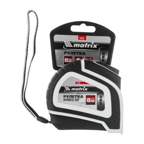 Рулетка Autostop,8 м х 25 мм,двухкомпонентный корпус,автоматическая фиксация,Pro Matrix по ценам производителя в Челябинске с доставкой по всей России