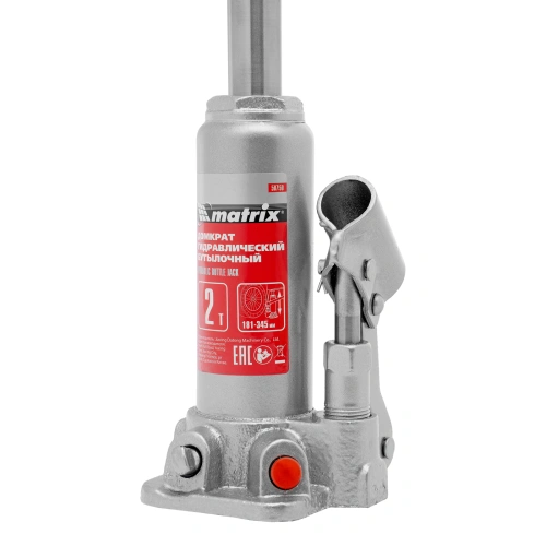 Домкрат гидравлический бутылочный, 2 т, высота подъема 181-345 мм, в пластиковый кейсе Matrix по ценам производителя в Челябинске с доставкой по всей России