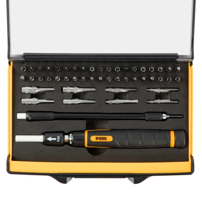 Отвертка с набором бит и торцевых головок для точных работ, гибкий привод, 48 шт, CrMo Denzel по ценам производителя в Челябинске с доставкой по всей России