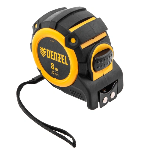 Рулетка 8м х 32мм, автоматич. фиксац., нейлон. покрытие, магнит. зацеп, двухстор. разметка Denzel по ценам производителя в Челябинске с доставкой по всей России