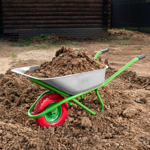 Тачка садово-строительная с PU колесом, грузоподъемность 180 кг, объем 90 л Сибртех по ценам производителя в Челябинске с доставкой по всей России