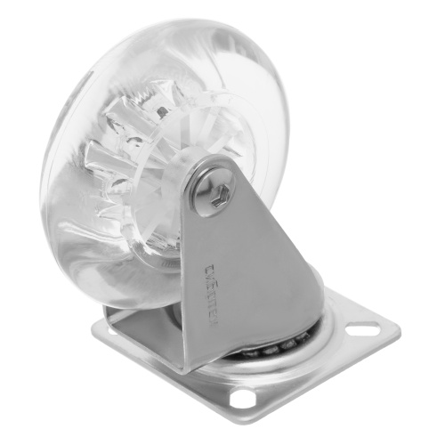 Колесо ПУ прозрачное поворотное d-75 мм, крепление платформенное Сибртех по ценам производителя в Челябинске с доставкой по всей России