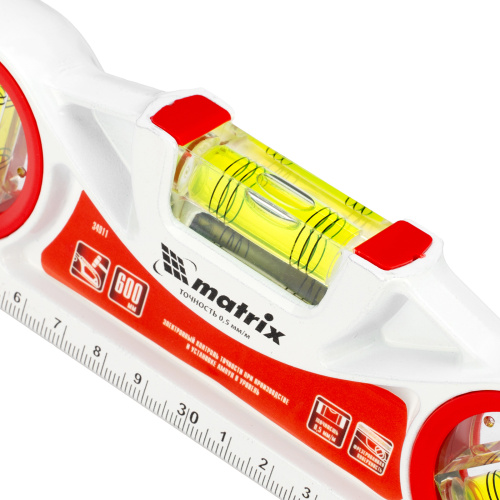 Уровень алюминиевый литой, фрезерованный, 3 глазка, две ударные площадки, 600 мм Matrix по ценам производителя в Челябинске с доставкой по всей России