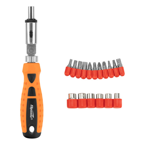 Отвертка реверсивная с шарниром, биты, торцевые головки, 18 шт, Sparta по ценам производителя в Челябинске с доставкой по всей России