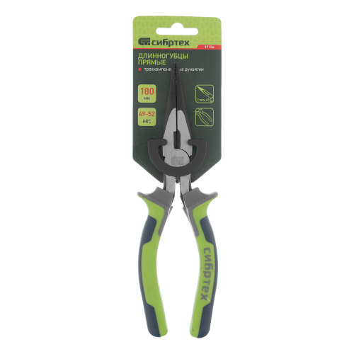 Длинногубцы прямые 180 мм, фосфатирование, трехкомпонентные рукоятки Сибртех по ценам производителя в Челябинске с доставкой по всей России
