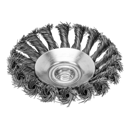 Щетка для УШМ, 100 мм, М14, "тарелка", крученая проволока 0.5 мм Matrix по ценам производителя в Челябинске с доставкой по всей России