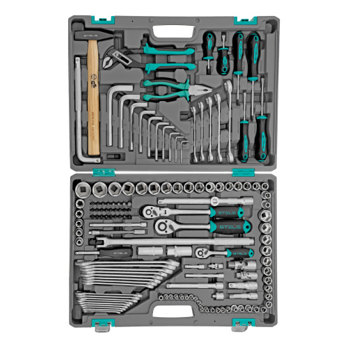 Набор инструментов, 1/2",3/8", 1/4", CrV, пластиковый кейс 142 предмета Stels по ценам производителя в Челябинске с доставкой по всей России