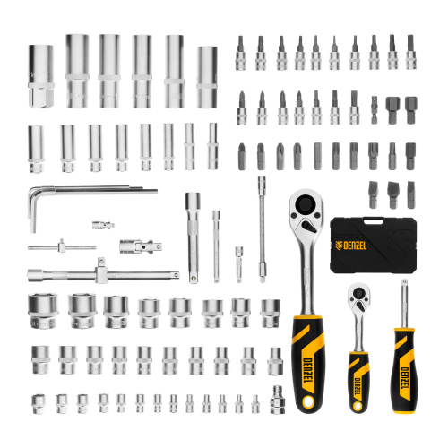 Набор инструментов, 1/2", 1/4", CrV, S2, пластиковый кейс, 94 предмета Denzel по ценам производителя в Челябинске с доставкой по всей России