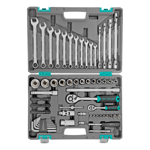 Набор инструментов, 1/2", 1/4", CrV, пластиковый кейс 88 предметов Stels по ценам производителя в Челябинске с доставкой по всей России