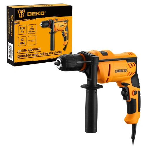 Дрель ударная сетевая DEKO DKID850W с быстрозажимным патроном, 850Вт по ценам производителя в Челябинске с доставкой по всей России