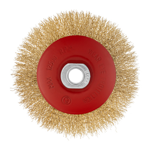 Щетка для УШМ, 115 мм, М14, "тарелка", латунированная витая проволока Matrix по ценам производителя в Челябинске с доставкой по всей России