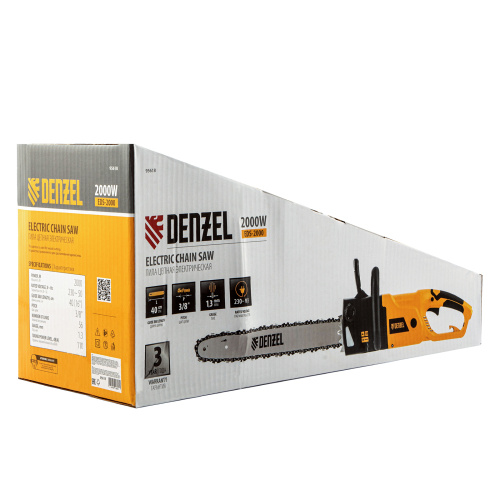 Пила цепная электрическая EDS-2000, 2 кВт,продольная, шина 40 см, шаг 3/8, паз 1.3 мм, 56 звеньев Denzel по ценам производителя в Челябинске с доставкой по всей России