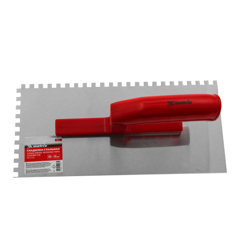 Гладилка из нержавеющей стали, 280 х 130 мм, зеркальная полировка, пластмассовая ручка, зуб 6 х 6 мм Matrix по ценам производителя в Челябинске с доставкой по всей России