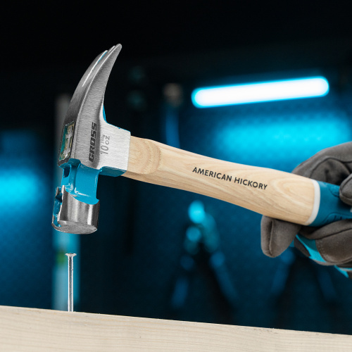 Молоток-гвоздодер, 280 г, угол 75, магнит, обрезиненная рукоятка American hickory GROSS по ценам производителя в Челябинске с доставкой по всей России