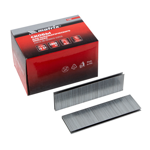 Скобы для пневматического степлера 18GA, 1.25 х 1 мм, длина 38 мм ширина 5,7 мм, 5000 шт Matrix по ценам производителя в Челябинске с доставкой по всей России