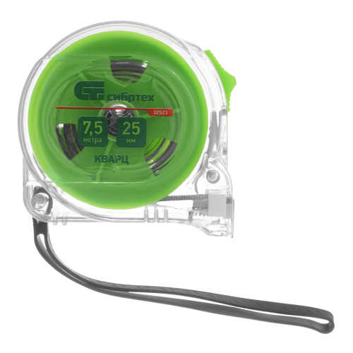 Рулетка Кварц,прозрачный корпус,амортизатор,7,5 м х 25 мм Сибртех по ценам производителя в Челябинске с доставкой по всей России