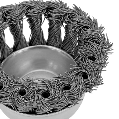 Щетка для дрели, 75 мм, "чашка" со шпилькой, крученая металлическая проволока Matrix по ценам производителя в Челябинске с доставкой по всей России