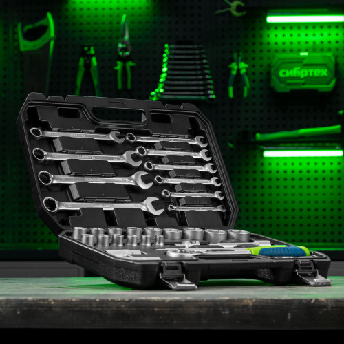 Набор инструментов, 1/2", пластиковый кейс, 32 предмета// Сибртех по ценам производителя в Челябинске с доставкой по всей России