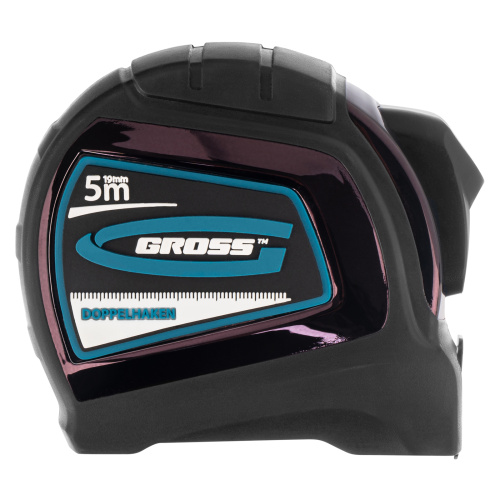 Рулетка "Doppelhaken",5 м x 19 мм,двухсторонний зацеп,Нейлон,двусторонняя шкала,автоматическая фиксация Gross по ценам производителя в Челябинске с доставкой по всей России