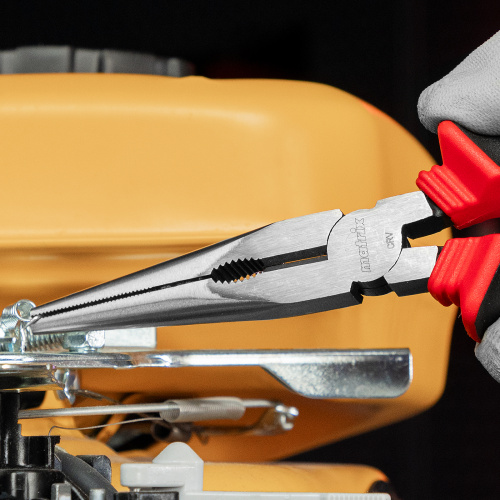 Длинногубцы прямые, 200 мм, хром-ванадий, двухкомпонентные рукоятки Matrix по ценам производителя в Челябинске с доставкой по всей России