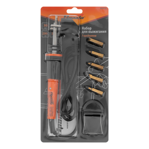 Набор для выжигания, 7 предметов: паяльник 30 Вт, подставка, жала сменные Sparta по ценам производителя в Челябинске с доставкой по всей России