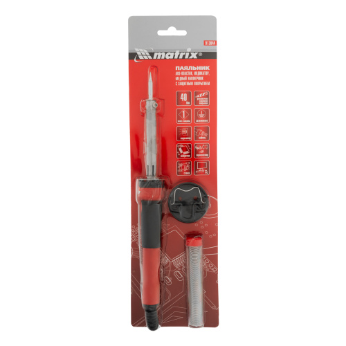 Паяльник, пластик ABS, класс защиты 1, индикатор, медный наконечник с долговечным покрытием, 220 В, 40 W Matrix по ценам производителя в Челябинске с доставкой по всей России
