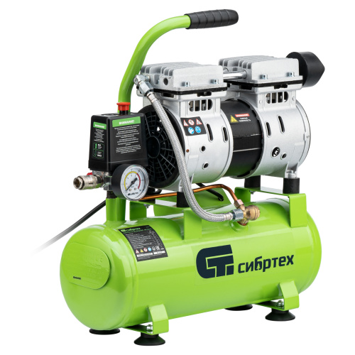 Компрессор безмаслянный малошумный МБ 750/10,750 Вт, 10 л, 150 л/мин Сибртех по ценам производителя в Челябинске с доставкой по всей России