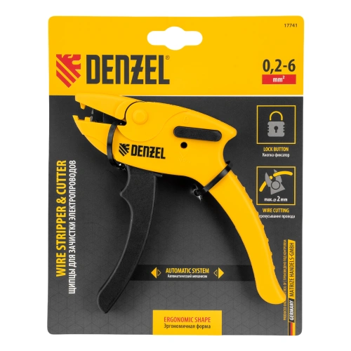 Щипцы для зачистки электропроводов, сечением 0,2-6 мм2, функция обрезания проводов Denzel по ценам производителя в Челябинске с доставкой по всей России