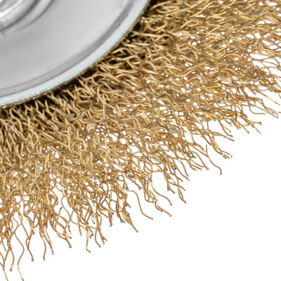 Щетка для УШМ, 115 мм, М14, "тарелка", латунированная витая проволока Matrix по ценам производителя в Челябинске с доставкой по всей России