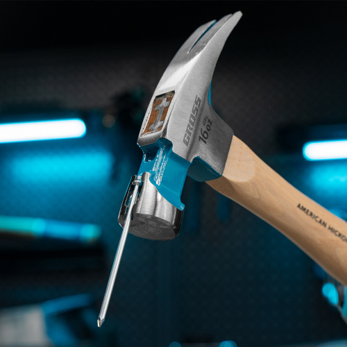 Молоток-гвоздодер, 450 г, угол 75, магнит, обрезиненная рукоятка American hickory GROSS по ценам производителя в Челябинске с доставкой по всей России