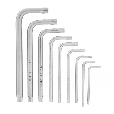 Набор ключей имбусовых Tamper-Torx , 9 шт: ТT10-ТT50.45x, закаленные, короткие, никель Сибртех по ценам производителя в Челябинске с доставкой по всей России