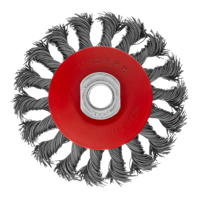 Щетка для УШМ, 100 мм, М14, "тарелка", крученая проволока 0.5 мм Matrix по ценам производителя в Челябинске с доставкой по всей России
