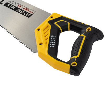 Ножовка по дереву, 400 мм, 9 TPI, зуб 3D, двухкомпонентная рукоятка Denzel по ценам производителя в Челябинске с доставкой по всей России