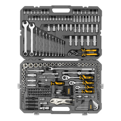 Набор инструментов, 1/2", 3/8", 1/4", CrV, S2, пластиковый кейс, 232 предмета Denzel по ценам производителя в Челябинске с доставкой по всей России