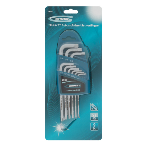 Набор ключей имбусовых Torx -TT, 9 шт: T10-T50, удлиненные, S2, сатинированные Gross по ценам производителя в Челябинске с доставкой по всей России