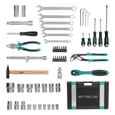 Набор инструментов, 1/2", Cr-V, S2, усиленный кейс, 58 предметов Stels по ценам производителя в Челябинске с доставкой по всей России