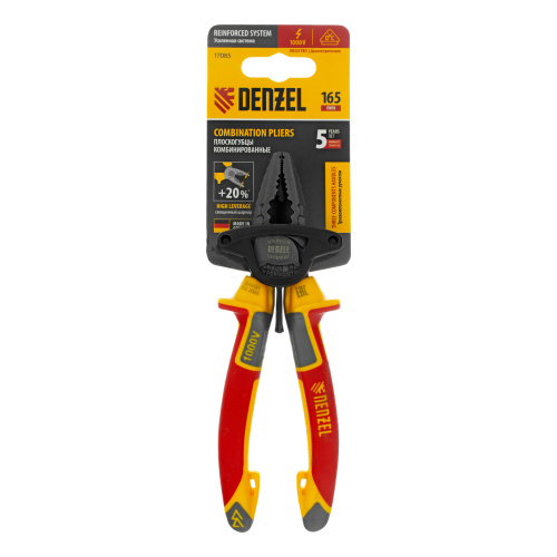 Плоскогубцы комбинированные, диэлектрические трехкомпонентные рукоятки до 1000 В, 165 мм Denzel по ценам производителя в Челябинске с доставкой по всей России