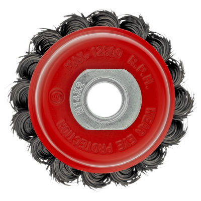 Щетка для УШМ, 65 мм, М14, "чашка", крученая проволока 0.35 мм Matrix по ценам производителя в Челябинске с доставкой по всей России