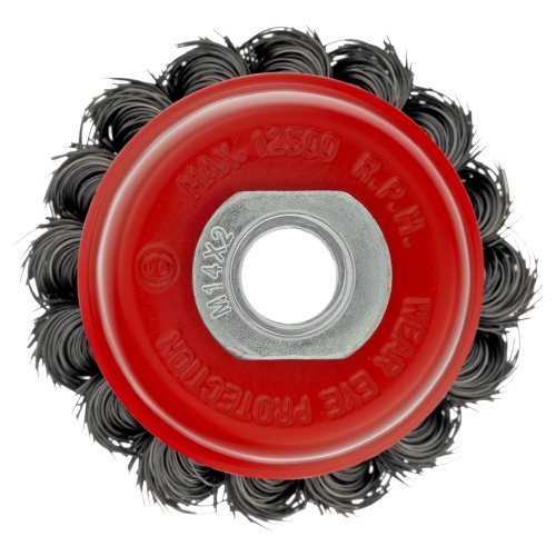 Щетка для УШМ, 65 мм, М14, "чашка", крученая проволока 0.35 мм Matrix по ценам производителя в Челябинске с доставкой по всей России