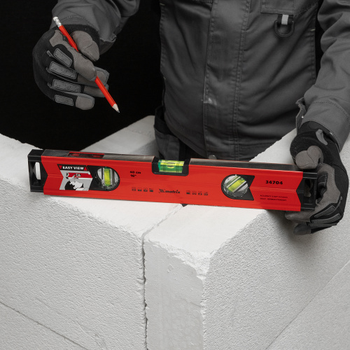 Уровень алюминиевый магнитный, 400 мм, фрезерованный, 3 глазка (1 зеркальный) усиленный Matrix по ценам производителя в Челябинске с доставкой по всей России