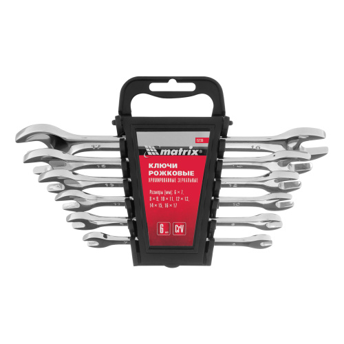 Набор ключей рожковых 6 шт, 6-17 мм, CrV, Elliptical, зеркальное хромирование Matrix по ценам производителя в Челябинске с доставкой по всей России